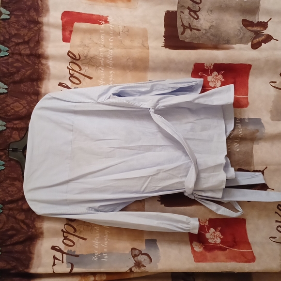 Checkered Wrap Side Tie Shirt - Picture 2 of 4